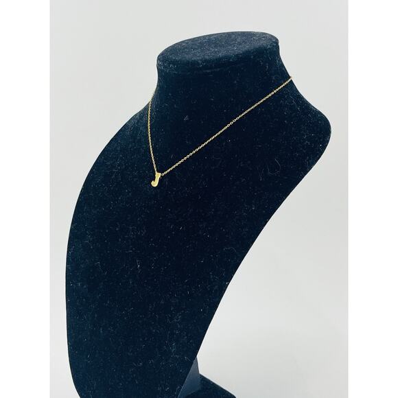 Vintage Trifari Initial J Necklace Gold Tone Letter Pendant Chain 16" Jewelry Na - Picture 4 of 16